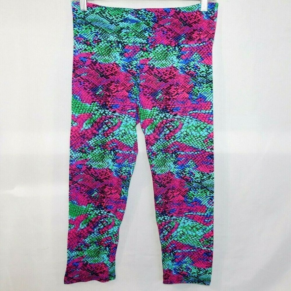 Onzie Yoga  Legging Pant Snakeskin Womens M / L Pink Green Teal Blue Crop